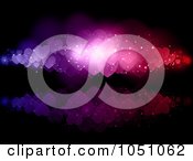 Poster, Art Print Of Background Of Glowing Colorful Hearts With A Reflection On Black