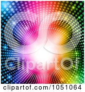 Poster, Art Print Of Background Of Colorful Halftone Dots And A Bright Light In A Tunnel