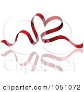 Poster, Art Print Of Red Ribbon Heart And Reflection Over White
