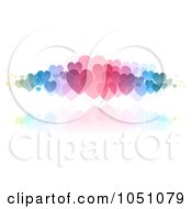 Poster, Art Print Of Background Of Colorful Hearts With A Reflection On White