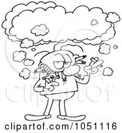 Poster, Art Print Of Coloring Page Outline Of A Grouchy Chain Smoker