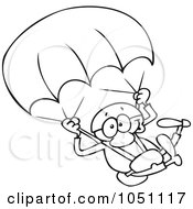 Royalty Free Vector Clip Art Illustration Of A Coloring Page Outline Of A Skydiver With A Parachute