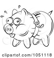 Poster, Art Print Of Coloring Page Outline Of A Piggy Bank Being Squeezed By A Belt