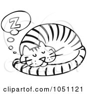 Royalty Free Vector Clip Art Illustration Of A Coloring Page Outline Of A Cat Sleeping