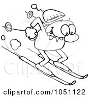 Poster, Art Print Of Coloring Page Outline Of A Toon Guy Skiing
