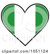 Poster, Art Print Of Heart With Nigerian Flag Stripes