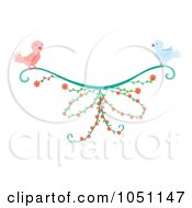 Poster, Art Print Of Bird Pair With A Floral Vine