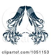 Royalty Free Vector Clip Art Illustration Of Ornate Dark Blue Angel Wings by Cherie Reve