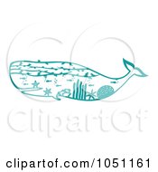 Royalty Free Vector Clip Art Illustration Of A Decorative Turquoise Whale