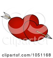Poster, Art Print Of Cupids Arrow Through Two Red Hearts