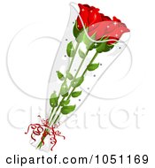 Royalty Free Vector Clip Art Illustration Of A Bouquet Of Red Long Stemmed Roses by BNP Design Studio