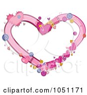 Royalty Free Vector Clip Art Illustration Of A Fabric Heart Frame With Buttons