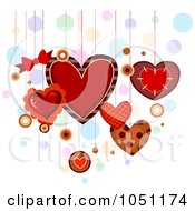 Poster, Art Print Of Dangling Valentine Hearts Over Colorful Bubbles