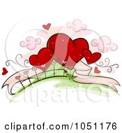 Royalty Free Vector Clip Art Illustration Of Red Hearts With A Banner On A Hill