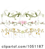 Poster, Art Print Of Digital Collage Of Three Ornate Floral Rule Dividers