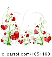 Royalty Free Vector Clip Art Illustration Of A Background Of Blooming Heart Vines Over White 2