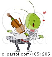 Royalty Free Vector Clip Art Illustration Of A Serenading Grasshopper Playing A Violin by BNP Design Studio