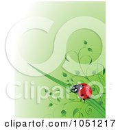 Poster, Art Print Of Green Spring Time Background Of A Ladybug On Grass