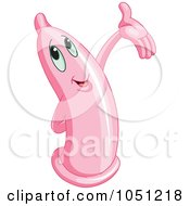 Royalty Free Vector Clip Art Illustration Of A Presenting Pink Condom by Pushkin