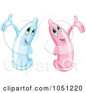Royalty Free Vector Clip Art Illustration Of A Digital Collage Of Presenting Pink And Blue Condoms