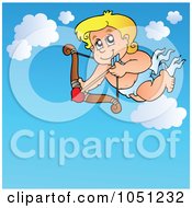 Royalty Free Vector Clip Art Illustration Of Cupid Shooting Loves Arrow In The Sky 2