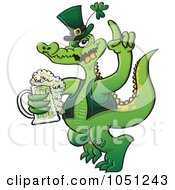 Poster, Art Print Of St Paddys Day Crocodile Drinking Beer