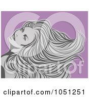 Poster, Art Print Of Sexy Gray Woman With Long Hair Over Purple