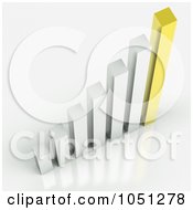 Royalty Free 3d Clip Art Illustration Of A 3d Silver And Gold Bar Graph