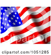 Poster, Art Print Of 3d Waving American Flag Banner - 1