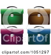 Royalty Free Vector Clip Art Illustration Of A Digital Collage Of Green Brown Pink And Blue Business Briefcases