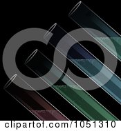 Royalty Free Vector Clip Art Illustration Of A Background Of Glass Test Tubes With Coloured Liquid On Black