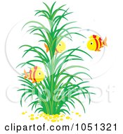 Poster, Art Print Of Three Fish Near An Aquatic Plant