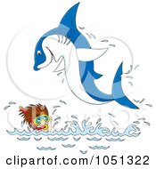 Royalty Free Vector Clip Art Illustration Of A Shark Jumping On A Snorkeler