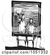 Poster, Art Print Of Woodcut Styled Frame With A Farmer And Wife