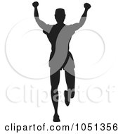 Royalty Free Vector Clip Art Illustration Of A Silhouetted Victorious Man Running by Andy Nortnik