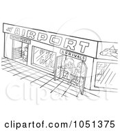 Royalty Free Vector Clip Art Illustration Of An Outline Of An Airport Facade by dero