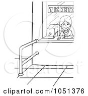 Royalty Free Vector Clip Art Illustration Of An Outline Of An Airport Ticket Lady by dero
