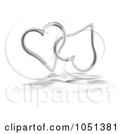 Poster, Art Print Of Connected Silver Hearts With Rippling Liquid