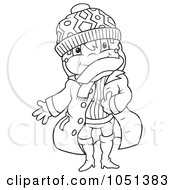 Royalty Free Vector Clip Art Illustration Of An Outline Of A Girl In Winter Clothes