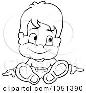 Royalty Free Vector Clip Art Illustration Of An Outline Of A Boy Sitting