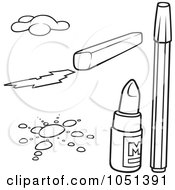 Royalty Free Vector Clip Art Illustration Of An Outline Of A Digital Collage Of Art Items 2