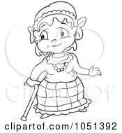Royalty Free Vector Clip Art Illustration Of An Outline Of A Friendly Grandma