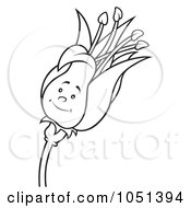 Royalty Free Vector Clip Art Illustration Of An Outline Of A Happy Lily Flower