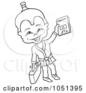 Royalty Free Vector Clip Art Illustration Of An Outline Of A Japanese Person Holding A Passport