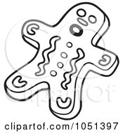 Royalty Free Vector Clip Art Illustration Of An Outline Of A Gingerbread Cookie by dero
