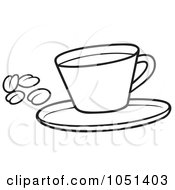 Poster, Art Print Of Outline Of A Coffee Cup With Beans