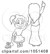 Royalty Free Vector Clip Art Illustration Of An Outline Of A Mother And Daughter