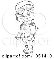 Royalty Free Vector Clip Art Illustration Of An Outline Of A Boy In Winter Clothes 1