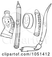 Royalty Free Vector Clip Art Illustration Of An Outline Of A Digital Collage Of Art Items 1
