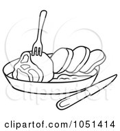 Royalty Free Vector Clip Art Illustration Of An Outline Of Meat On A Plate